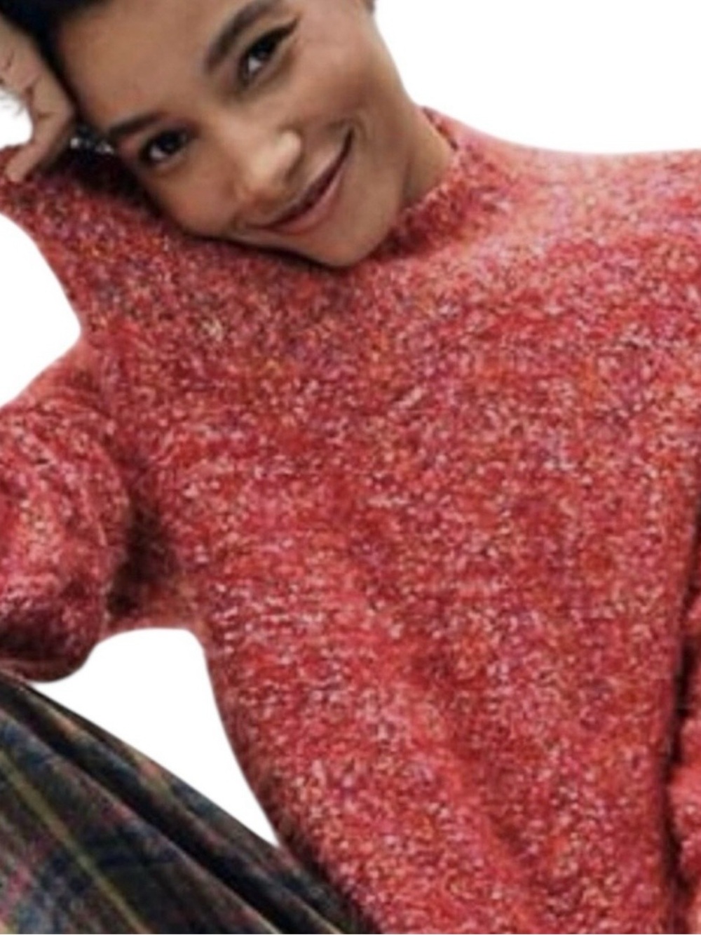 Free People Stardust Crop Sweater Red Pink Textured Pullover S NWOT - Picture 3 of 16